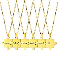 Puzzle Matching Necklace Personalized Custom BFF Pendant Necklaces Set for Women Men Family/Team/Classmates Names Jewelry