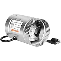 iPower 4 Inch Inline Duct Fan 100 CFM Booster Exhaust Fan with Low Noise for HVAC Ventilation in Attic, Bathroom, Basemen and Kitchen, 5.5' Grounded Power Cord Included, Silver