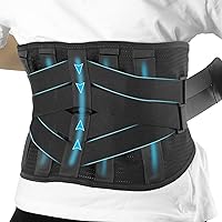Lower Back Brace for Back Pain Relief, Breathable Lower Back Support for Women & Men, Lumbar Support Belt with 7 Stays for Herniated Disc, Sciatica, Black-M