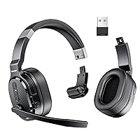 TECKNET Bluetooth Trucker Headset, Single and Dual Ear Wireless Headset with Mic for Work Noise Cancelling, 50Hrs 3 EQ Music Modes Trucker Bluetooth Headset for PC, Drivers, Office, Call Center Work