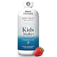 Best Nest Wellness Kids Liquid Multivitamin: Methylated Vitamins, Whole Food, Vegan, B12, Gluten-Free, Non-GMO Methylfolate Daily Liquid Vitamins for Kids with Immune Support -Strawberry Flavor, 16oz