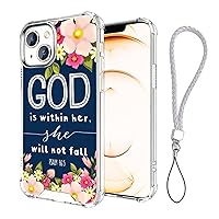 Clear Phone Case Suitable for iPhone 13 with Bible Verse God Christian Pattern Four Corner Reinforced Shockproof and Protective Phone Cover Case