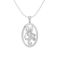 Certified 18K Gold OM Design Pendant in Round Natural Diamond (0.77 ct) with White/Yellow/Rose Gold Chain Religious Necklace for Women