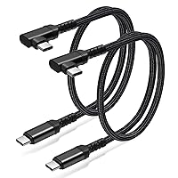 Short USB C to USB C Cable 1.5ft, Right Angle 20Gbps Data Transfer 100W Fast Charging 4K Video Output USB 3.2 Gen2X2 Type C Cord Compatible for MacBook Thunderbolt 3 SSD Galaxy-2Pack,Black