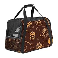 Tiramisu Cake Chocolate Pattern Pet Carrier for Small Medium Dogs Cats Puppies, Airline Approved Pet Travel Carrier with Adjustable Shoulder Strap, 17x10x11.8 in