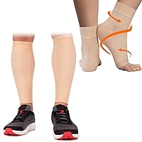 KEMFORD Ankle Compression Sleeve, Plantar Fasciitis Braces and Calf Compression Sleeve for Men and Women - Bundle