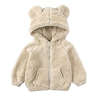 Newborn Infant Baby Girls Boys Jacket Bear Ears Hooded Outerwear Zipper Warm Fleece Winter Boys Toddler Winter