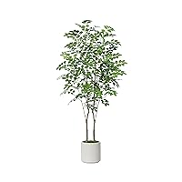 Artificial Moringa Tree Fake Tall Silk Plant Faux Large Floor Potted Tree for Home Office Living Room Indoor Outdoor (5FT)