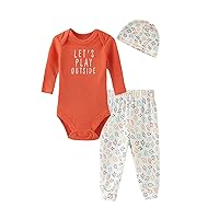 Newborn Boy Girl Clothes Sets Baby Cotton Long Sleeve Romper+Hats+Pants Jumpsuits Trousers Unisex Outfits
