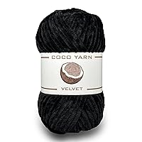 Velvet Yarn for Crocheting – CocoYarn - Chenille Chunky Yarn for Hand Knitting, Fluffy Soft Plush Jumbo Amigurum Super Bulky Baby Blanket Yarn for Crochet Size 6 100g (131yds) (Black-11)