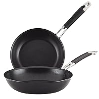 Anolon Smart Stack Hard Anodized Nonstick Frying Pan Set / Skillet Set - 8.5 Inch and 10 Inch, Black