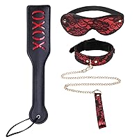 Lace Collar with Lead, Blindfold and XOXO Spanking Paddle for Adults BDSM Restraint Sex Toys