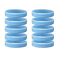 Light Blue Silicone Bracelets – Light Blue Colored Rubber Wristbands for Prostate Cancer, Trisomy 18, Cushing, Scleroderma Awareness, Graves’ Disease, Fundraising & Gift Giving - Perfect for Women and Men (Pack of 10)
