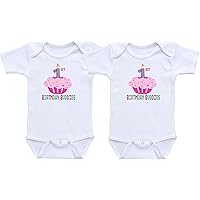 First Birthday Buddies - Twin Girls First Birthday Outfit Twin Girl Bodysuit Sets