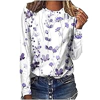 Floral Womens Workout Tops Rainbow Tie Dye Tee Shirts Long Sleeve Crew Neck Tunic Pullover Fall Spring Sweatshirt