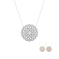10k White Gold 1/4CT TDW Diamond Flower Shaped Pendant Necklace For Women (I-J, I2)