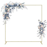 6.6FTx6.6 FT Wedding Arches for Ceremony,Wedding Arch Backdrop Stand, Square Metal Balloon Arch Stand Garden Arbor Frame for Wedding Birthday Party Baby(Gold)