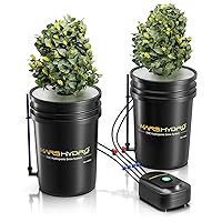 Mars Hydro DWC Hydroponics Grow System 5 Gallon Deep Water Culture with 8W Air Pump, Multi-Purpose Air Hose, Air Stone, 2 Buckets and Top Drip Kit