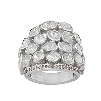 MOONEYE 2.00 CTW Natural Diamond Polki Classic Cocktail Ring 925 Sterling Silver Platinum Plated Slice Diamond Jewelry