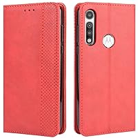 Motorola Moto G Fast Case, Retro PU Leather Full Body Shockproof Wallet Flip Case Cover with Card Slot Holder and Magnetic Closure for Motorola Moto G Fast 2020 Phone Case (Red)