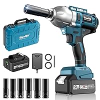Seesii Cordless Impact Wrench, 800N.m(580ft-lbs) Power Impact Wrench 1/2 Inch, 4.0Ah Battery, 3300RPM Impact Gun, 6 Sockets, Electric Impact Wrench for Home Car Tires Truck Mower