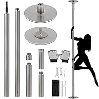 Yaheetech Dance Pole Portable Dancing Pole Height Adjustable 88.6''-108.1'' Static Spinning Pole for Apartment, Silver/Argent