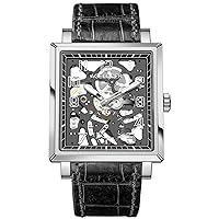 Agelocer Men's Square Double Sided Hollow Mechanical Automatic Waterproof Luminous Luxury Wrist Watch, VO.02.3501A1, Retro