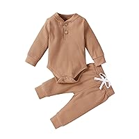 Toddler Baby Boy Girl Clothes Outfits Ribbed Long Sleeve Pullover Sweatshirts Pants Newborn Girl Outfit Set