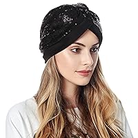 Women Muslim Turban Hatbow Sequins Hair Bonnet Head Scarf Wrap Cover Chronic Hat