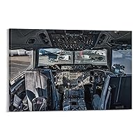 Aircraft Cockpit Retro Aviation Pilot Cockpit Military Photography Picture Creative Poster Cockpit W Canvas Wall Art Prints for Wall Decor Room Decor Bedroom Decor Gifts 08x12inch(20x30cm) Frame-sty