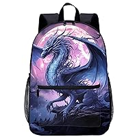Purple Dragon 17 Inch Laptop Backpack Large Capacity Daypack Travel Shoulder Bag for Men&Women