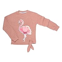 Kids Girls Casual Tunic Tops Long Sleeve Loose Soft Blouse T-Shirt Sweater Pullover Pink Flamingo Bird