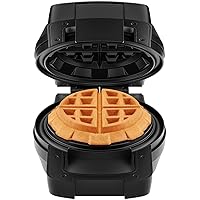 Chefman Big Stuff, Belgian Deep Stuffed Waffle Maker, Mess-Free Moat, 5” Diameter with Dual-Sided Heating Plates, Wide Wrap with Locking Lid, Pour Light Indicator, Cool-Touch Handle, Stainless Steel