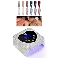 GAOY Reflective Glitter Gel Nail Polish Set of 6 Colors Including Red Brown Blue Holographic Glitter Gel Polish Kit and Cordless UV Light for Gel Nails