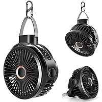 Odoland 10000mAh Camping Rechargeable Fan with Hanging Hook Carabiner, Portable Battery Operated Tent Fan, Quiet Strong Airflow, Outdoor Small Fan USB Desk Fan for Picnic Travel Barbecue Fishing