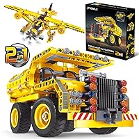 Jyusmile STEM Toy Building Toy for Age 6, 7, 8, 9, 10, 11, 12 Years Old Kids Boys Girls - 2-in-1 Truck Airplane Take Apart Toy, 361 Pcs DIY Building Blocks Kits, Engineering Construction Toy