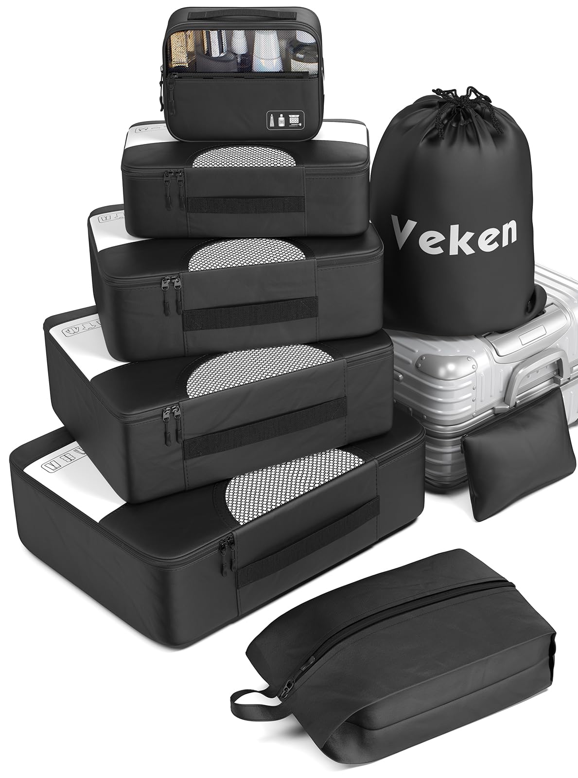 Veken 8 Set Packing Cubes for Suitcases, Pink Travel Bag Organizers for  Carry on Luggage, Organizer Bags Set for Travel Essentials Travel  Accessories