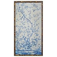 HongFengtang Chinese Rice Paper Print China Flower And Bird Bamboo Frame 19.5 X 35.8 Inches (A)