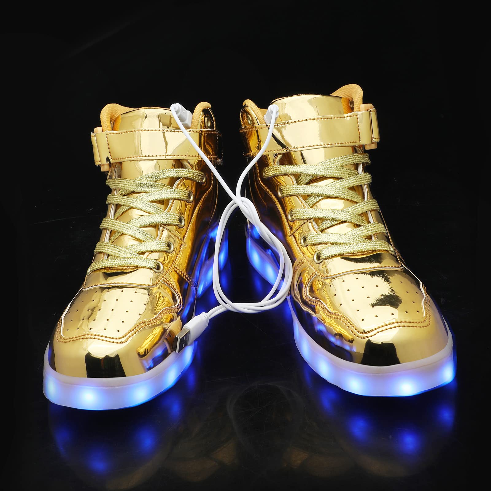 Wooowyet LED Light Up Shoes Kids High Top LED Sneakers for Boys Girls Toddler Halloween Christmas