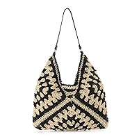 Straw Hobo Bag for Women Summer Crochet Bag Straw Beach Bag Woven Shoulder Bag Straw Tote Bag