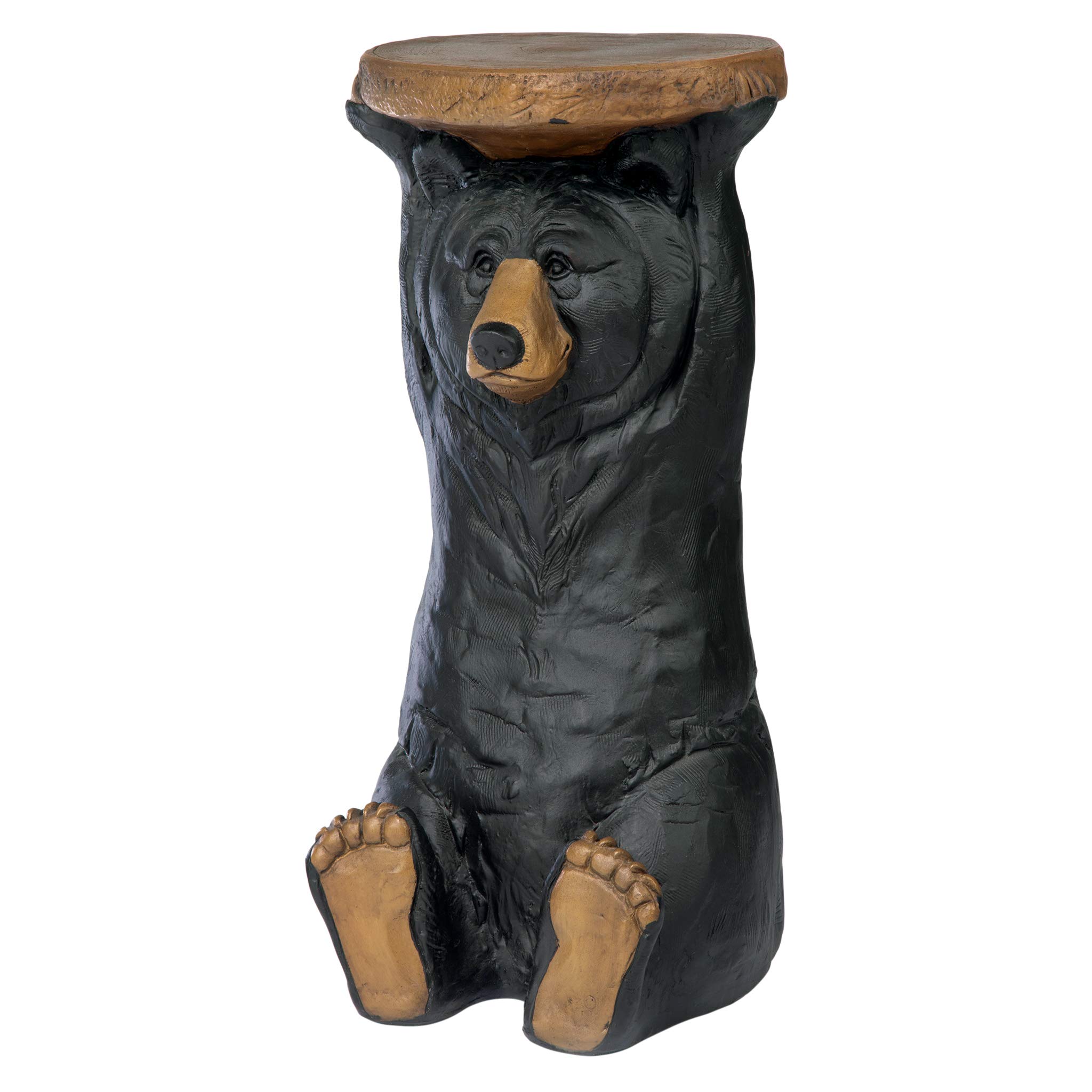 Design Toscano Black Forest Bear Pedestal Stand Cabin Decor, 11 Inches Wide, 11 Inches Deep, 24 Inches High, Handcast Polyresin, Full Color Finish