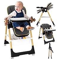 Baby High Chair, 3 Modes Portable High Chair with Wheels, 8-Height Travel Folding High Chair with Tray, Storage Pocket, 4 Recline Adjustable Toddler High Chairs for Babies and Toddlers