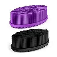 HEETA 2 Pack Silicone Body Scrubber, Gentle Exfoliating Body Scrubber, Shower Scrubber Silicone Loofah Brush, Easy to Clean, Gentle Massage with Body Brush for Kids Women Men All Kinds of Skin
