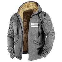 Long Sleeve Coat Graphic Zipper Winter Coats Fleece Fur Lined Jacket Long Sleeve Oversized Hoodies For Men