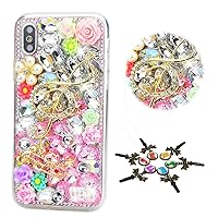 STENES Sparkle Case Compatible with T-Mobile REVVL 6 Pro 5G Case - Stylish - 3D Handmade Bling Music Flowers Rhinestone Crystal Diamond Design Girls Women Cover - Pink