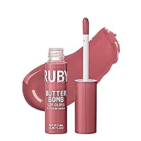 Ruby Kisses Lip Gloss Butter Bomb Gloss Non-Sticky Lip Gloss Vitamin E Natural Nude Lip Makeup - 7.8mL (0.26 US fl.oz) (Flirty)