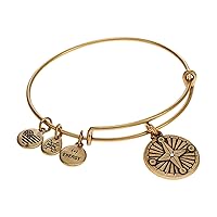 Alex and Ani Path of Symbols Expandable Bangle for Women, Compass Charm, Rafaelian Gold Finish, 2 to 3.5 inches, One Size