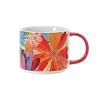 Enesco Izzy and Oliver EttaVee Jessi's Red Garden Floral Stacking Coffee Mug, 10 Ounce, Multicolor