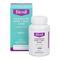Biosil Advanced Hair + Nail Care - 60 Capsules - Grow, Strengthen & Thicken Hair and Nails - with Patented ch-OSA & Biotin - 60 Servings