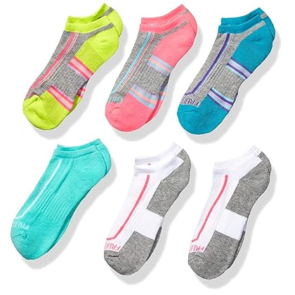 Fruit of the Loom Girl's Everyday Active Cushioned No Show Sock-6 Pair Pack